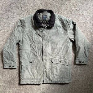 St Johns Bay Jacket Mens Large Full Zip Vtg Corduroy Collar Barn Chore Coat